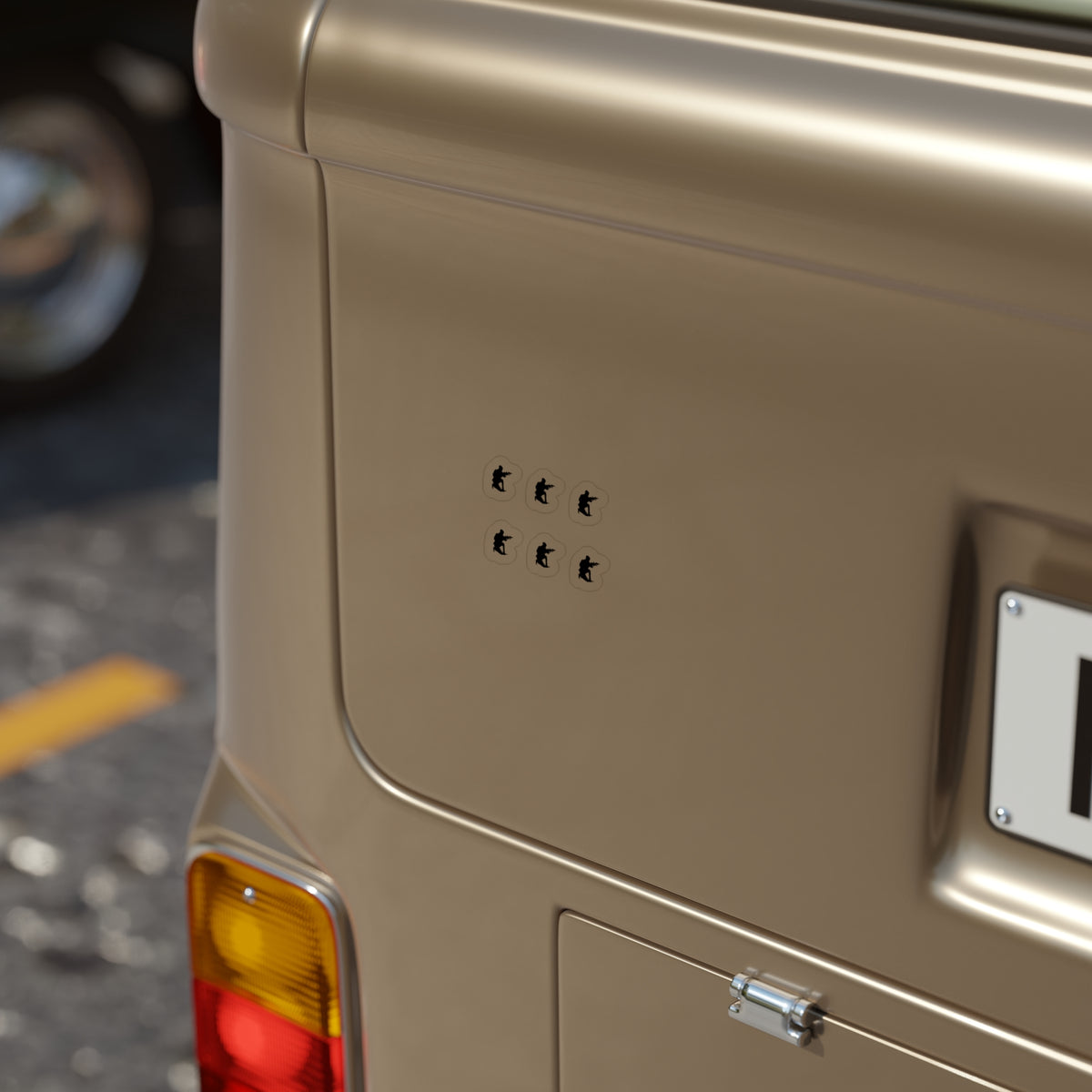 Beige car with MG logo on a blurred background