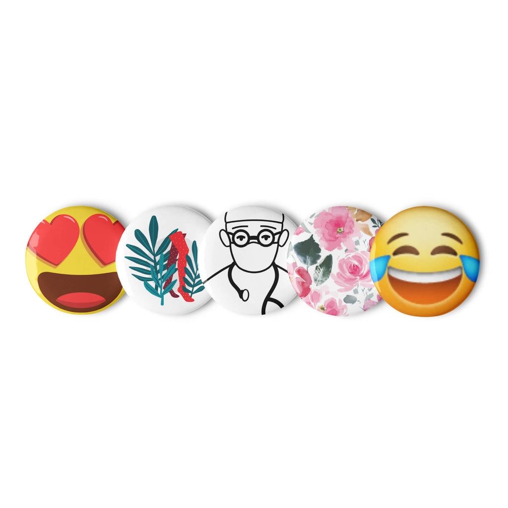 Aesthetic Cute Emoji Pin Buttons Set (5-Piece)