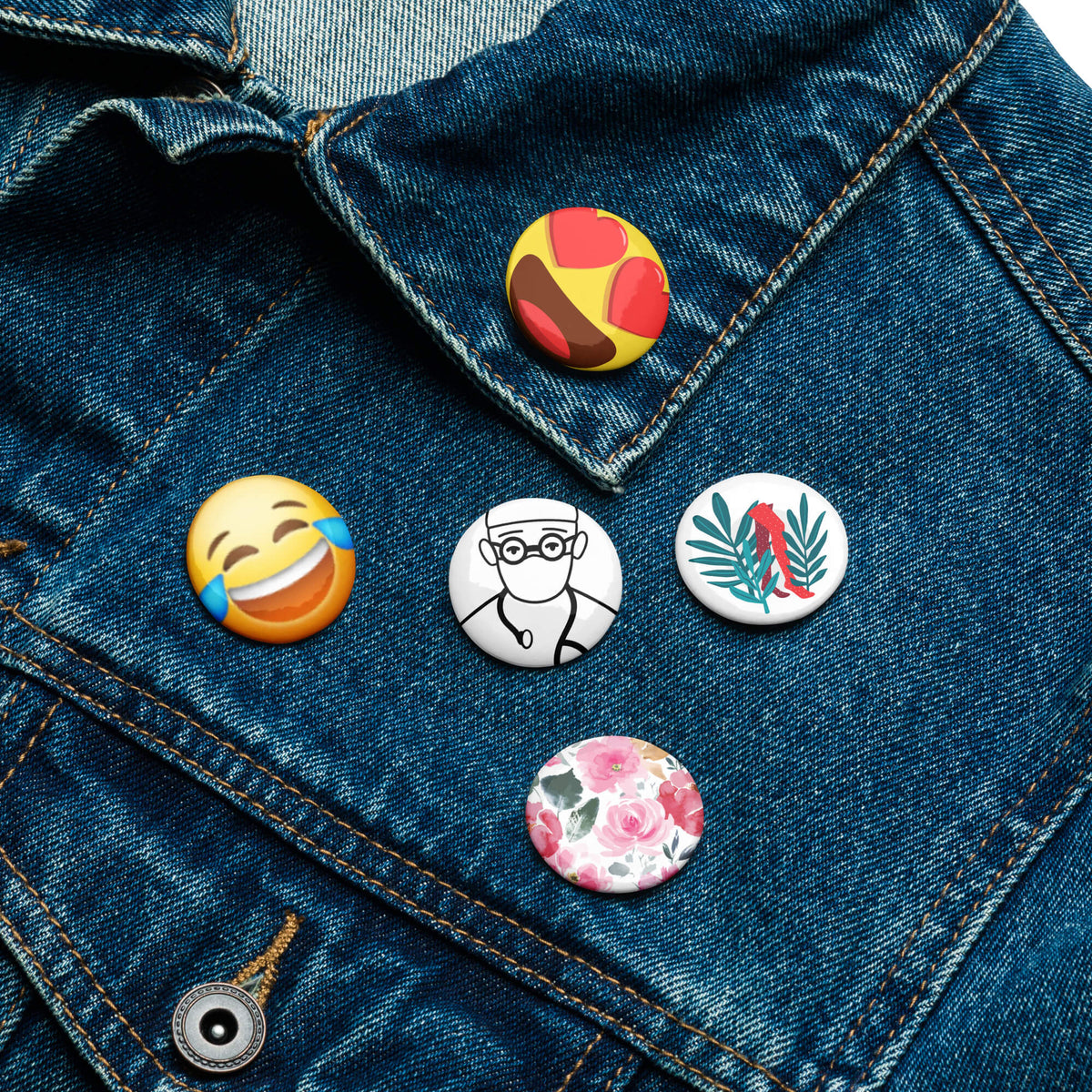 Aesthetic Cute Emoji Pin Buttons Set (5-Piece)